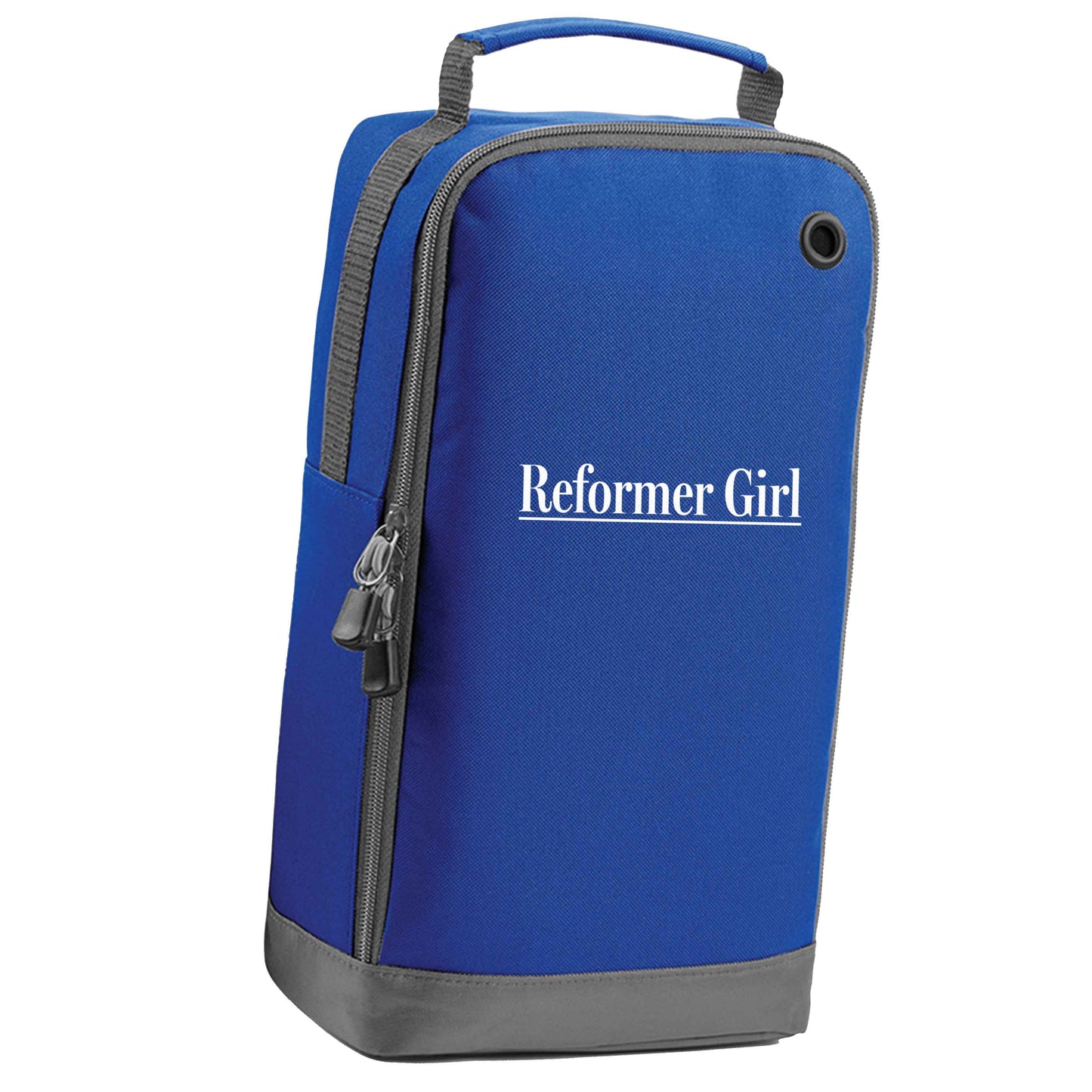 Reformer girl blue sports shoe bag vertical print