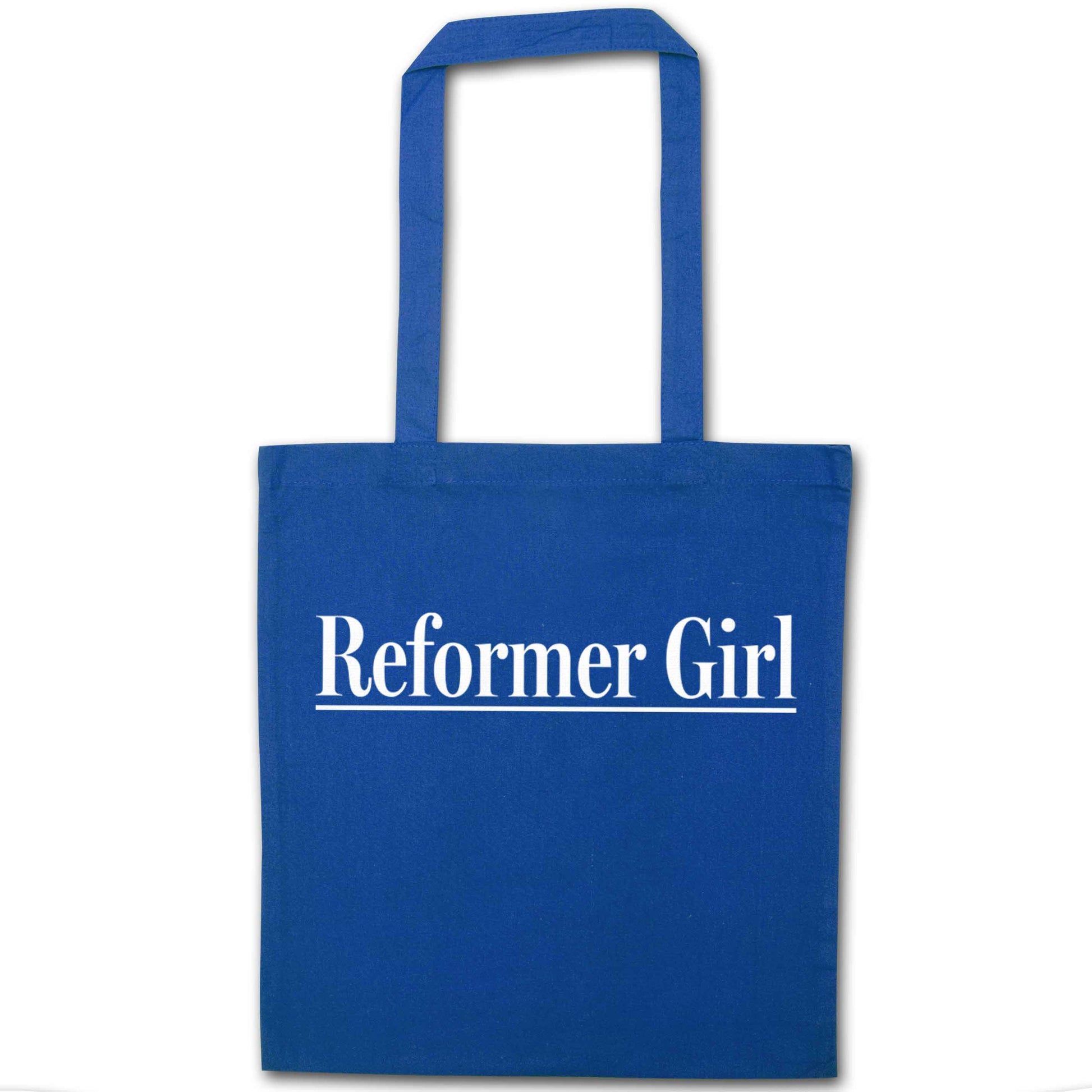 Reformer girl blue tote bag