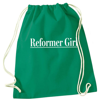 Reformer girl green drawstring bag