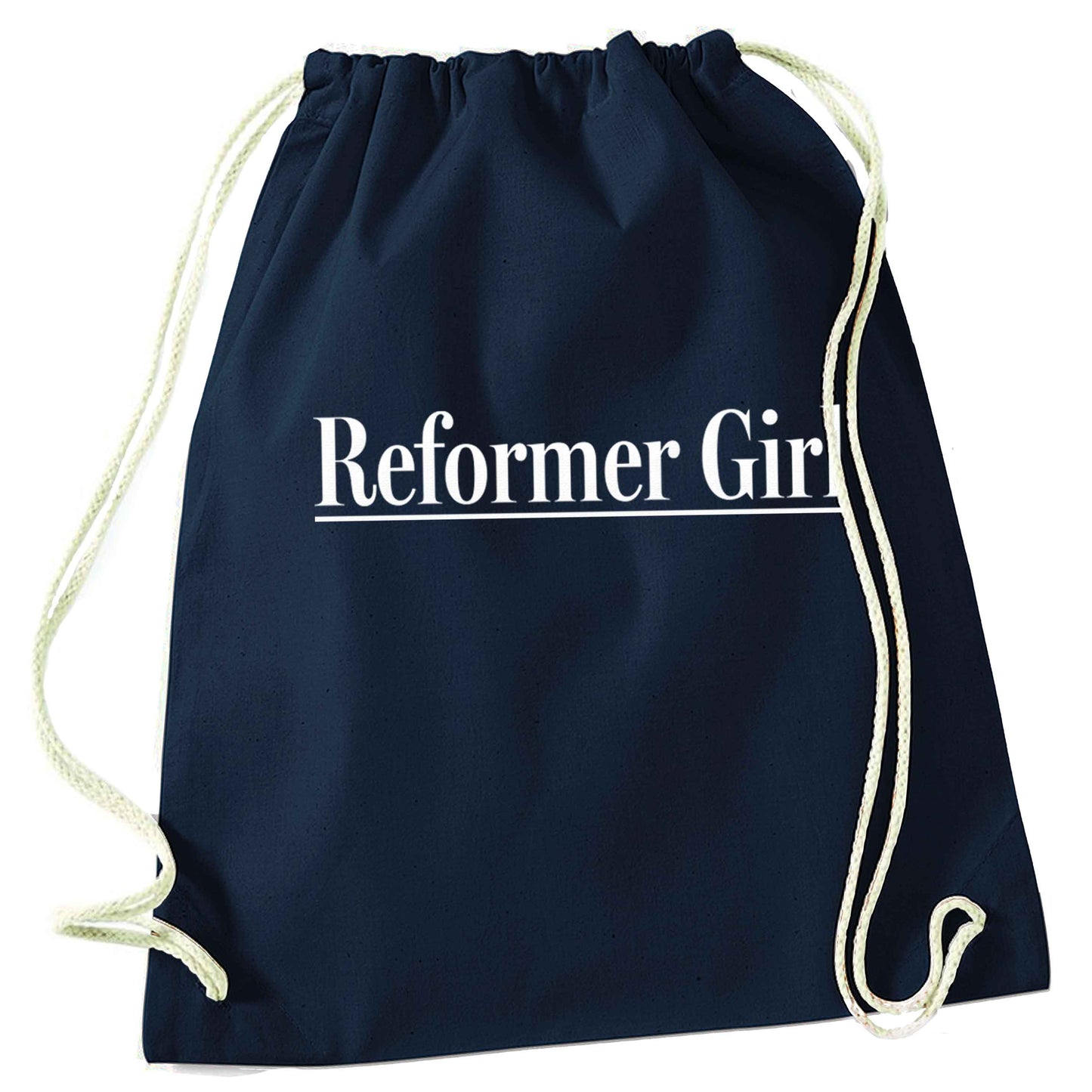 Reformer girl navy drawstring bag