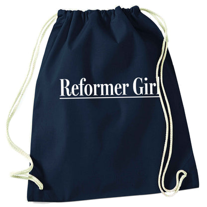 Reformer girl navy drawstring bag