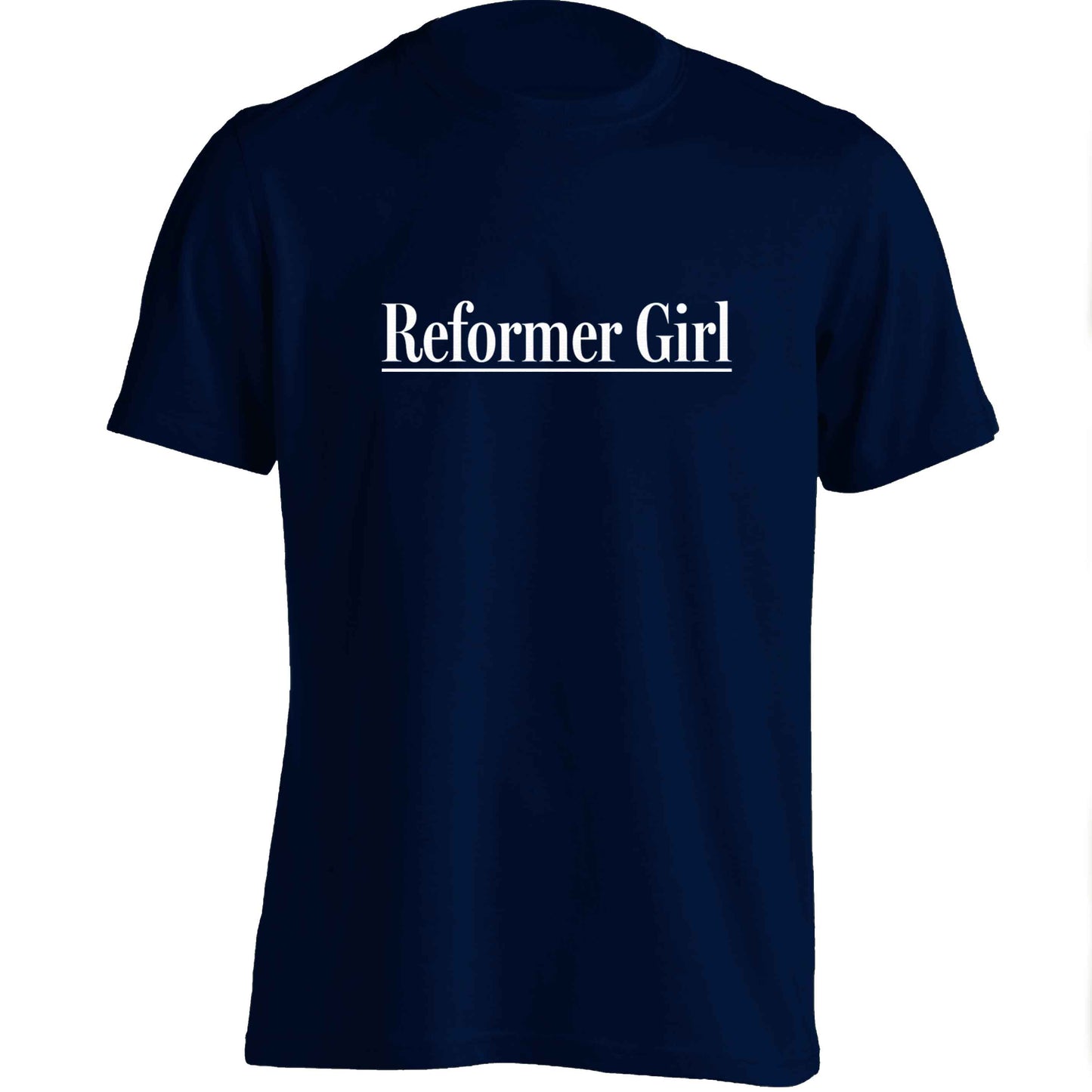 Reformer girl adults unisex navy Tshirt 2XL