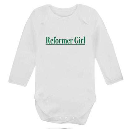 Reformer girl baby bodysuit long sleeved white 6-12 months