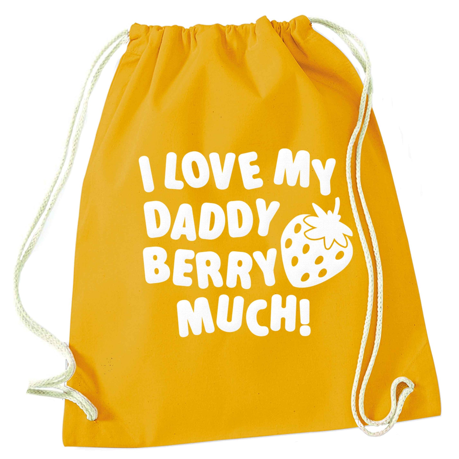 I love my daddy berry much mustard drawstring bag