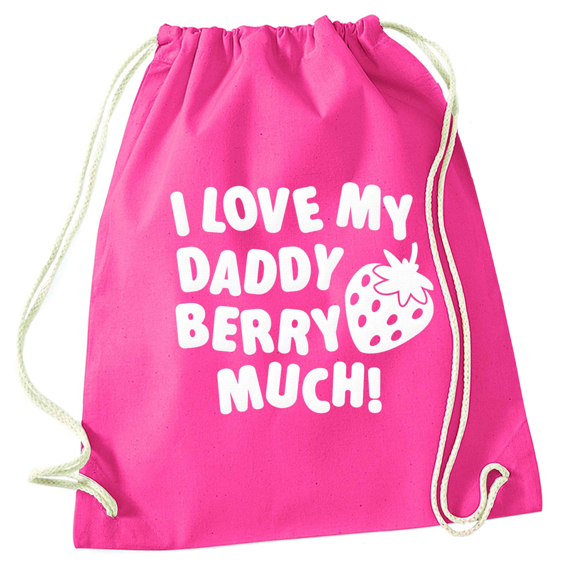 I love my daddy berry much pink drawstring bag