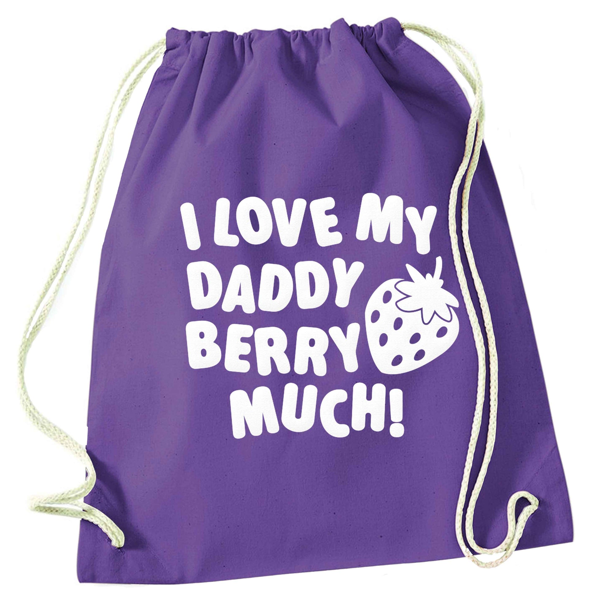 I love my daddy berry much purple drawstring bag