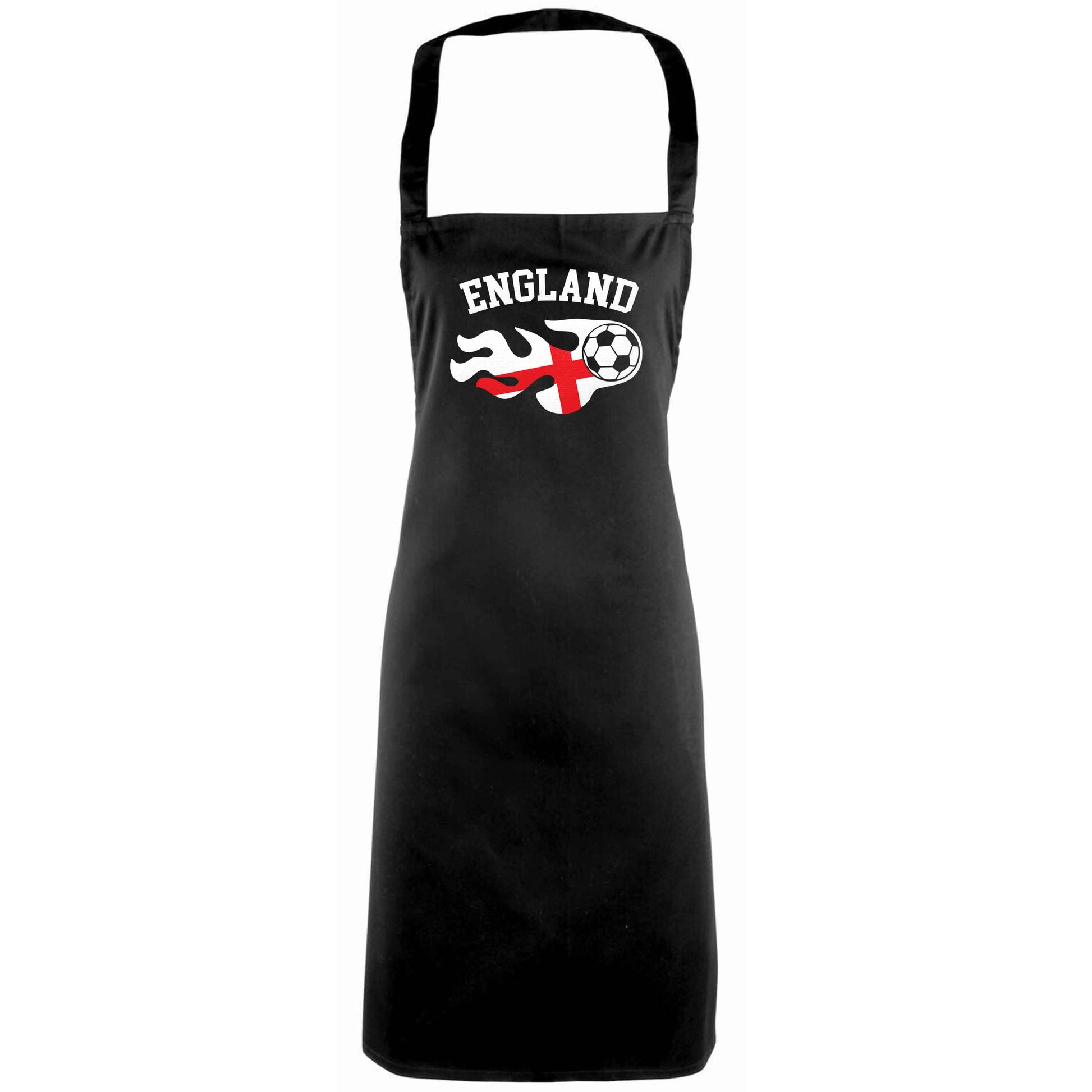 Flaming football England flag adults black apron