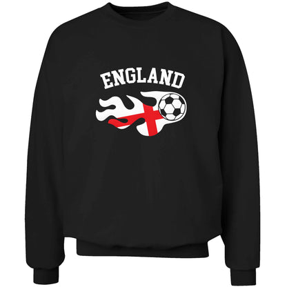 Flaming football England flag adult's unisex black sweater 2XL