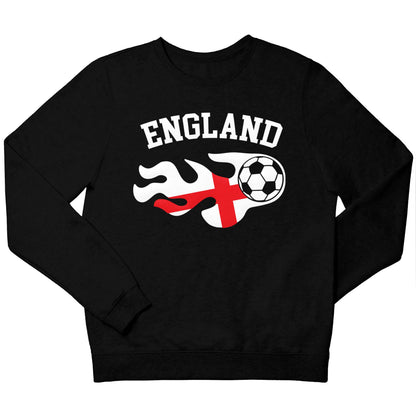 Flaming football England flag children's black sweater 12-13 Years