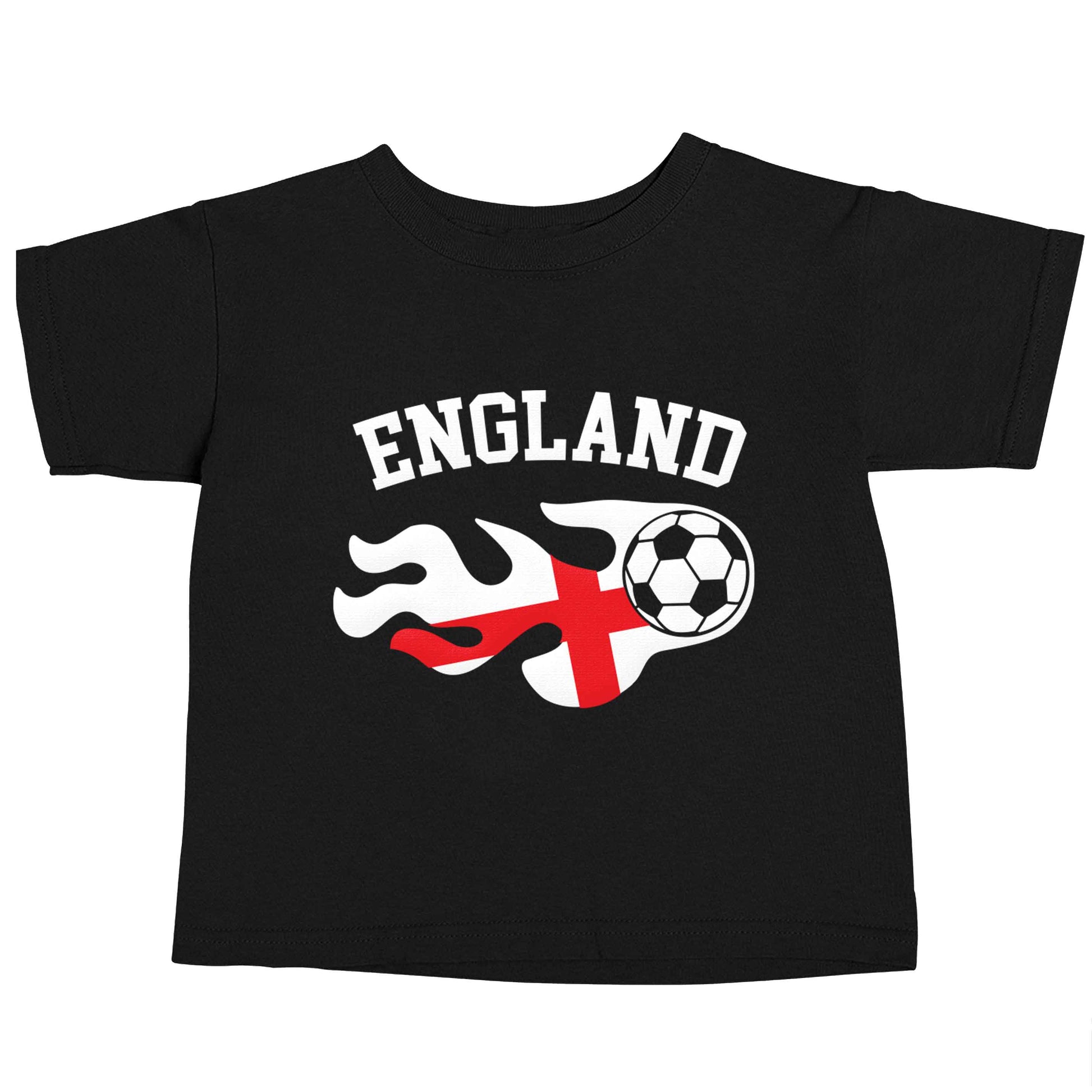 Flaming football England flag Black baby toddler Tshirt 2 years