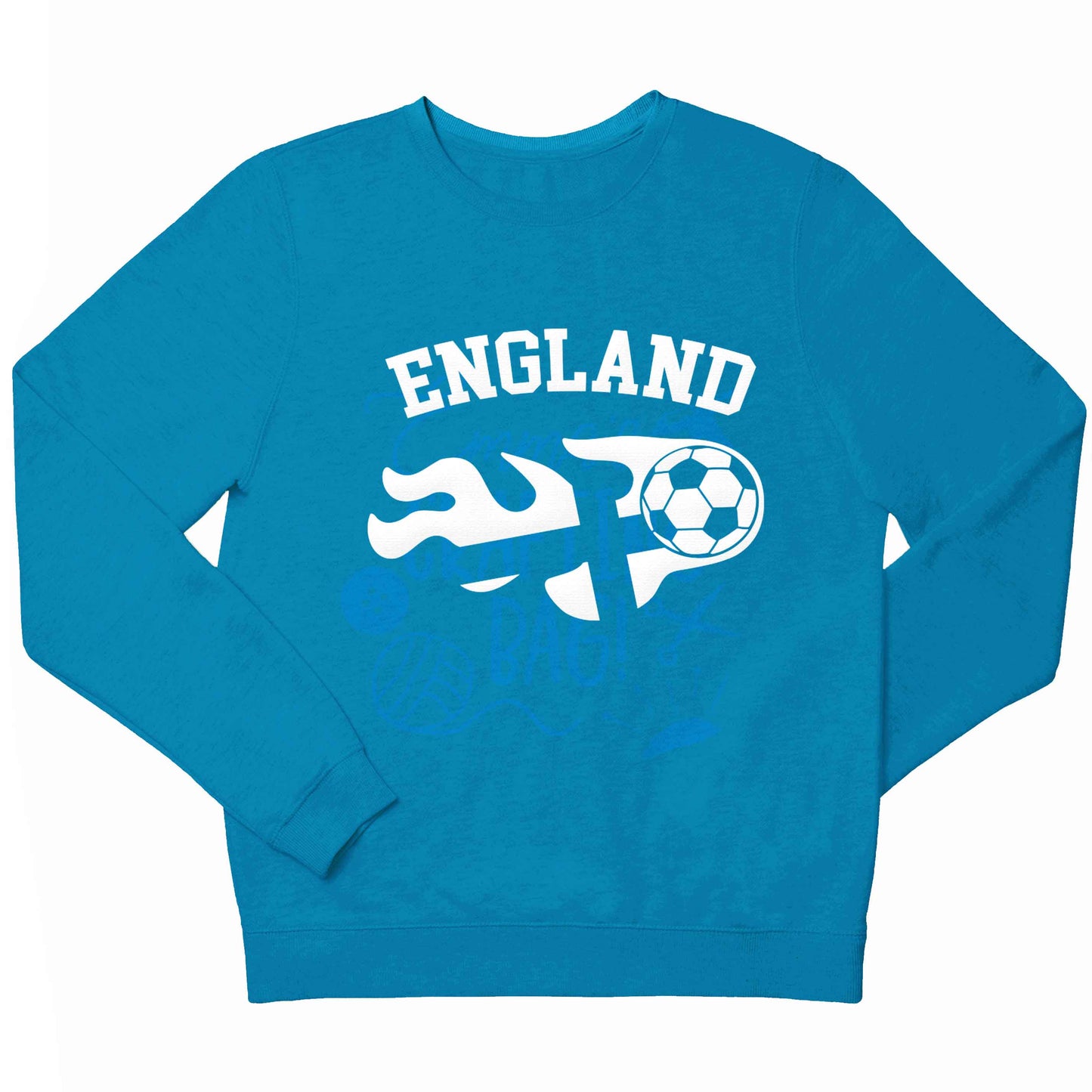 Flaming football England flag children's blue sweater 12-13 Years