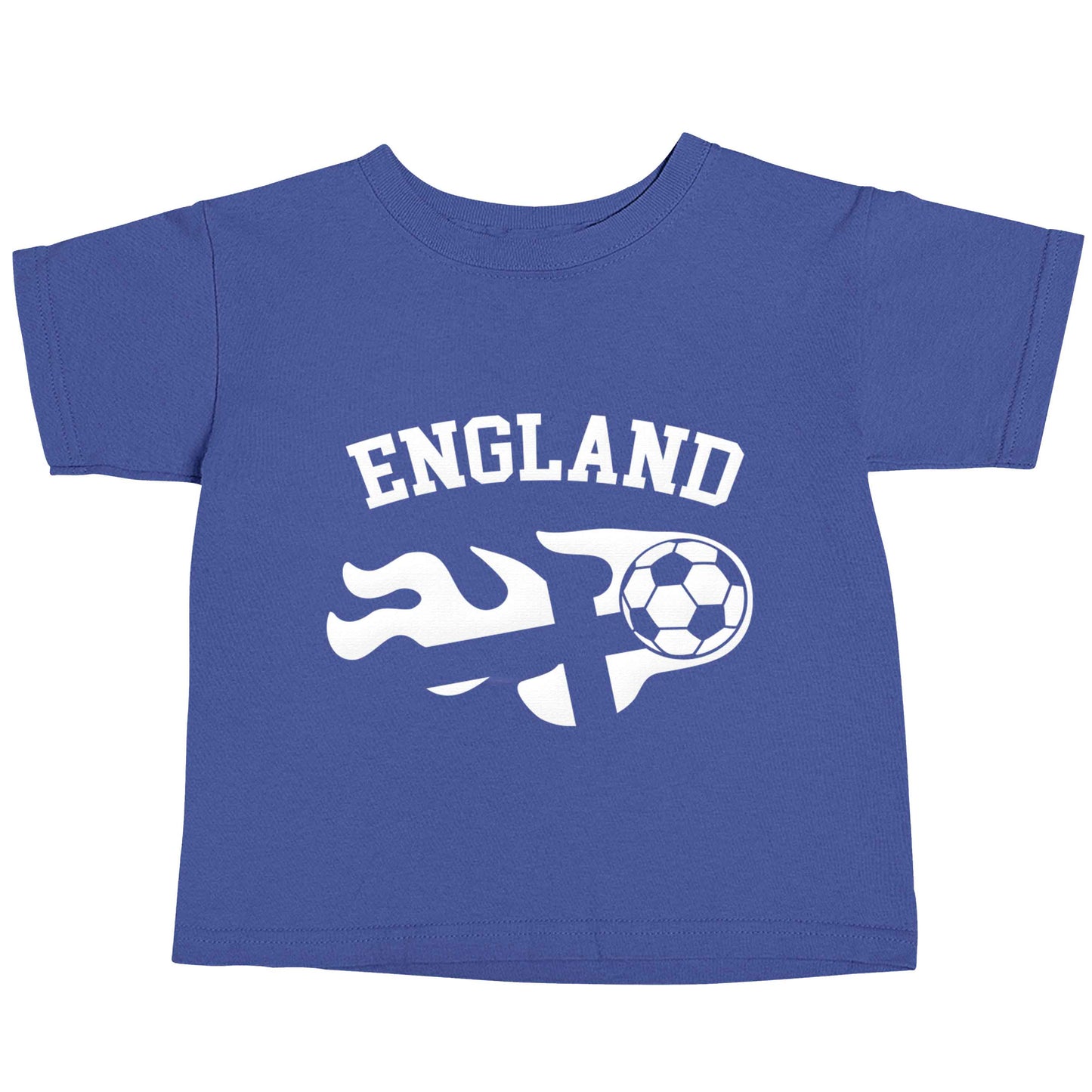 Flaming football England flag blue baby toddler Tshirt 2 Years