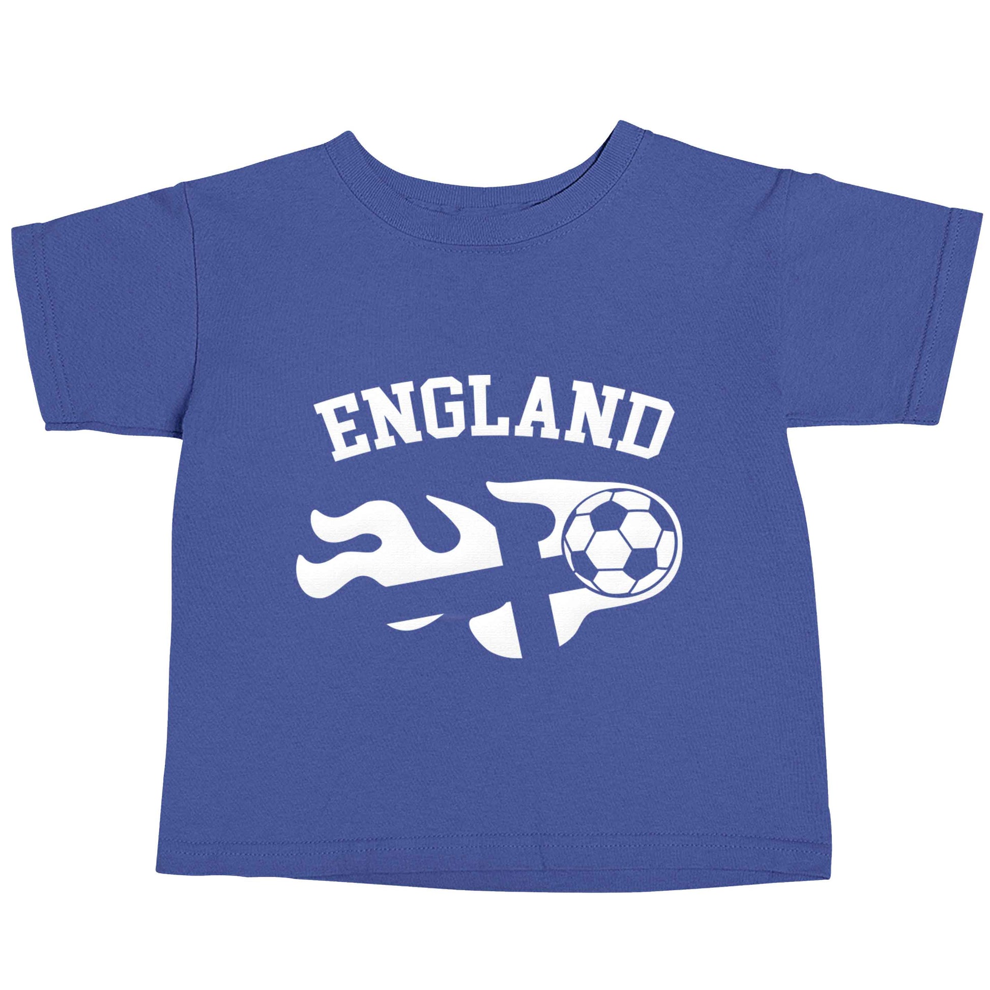 Flaming football England flag blue baby toddler Tshirt 2 Years