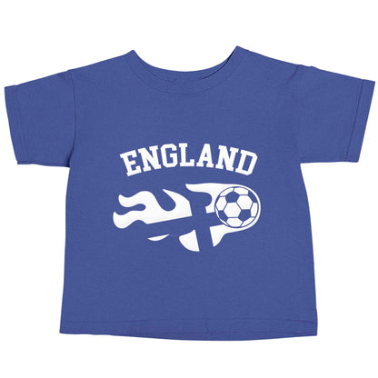 Flaming football England flag blue baby toddler Tshirt 2 Years