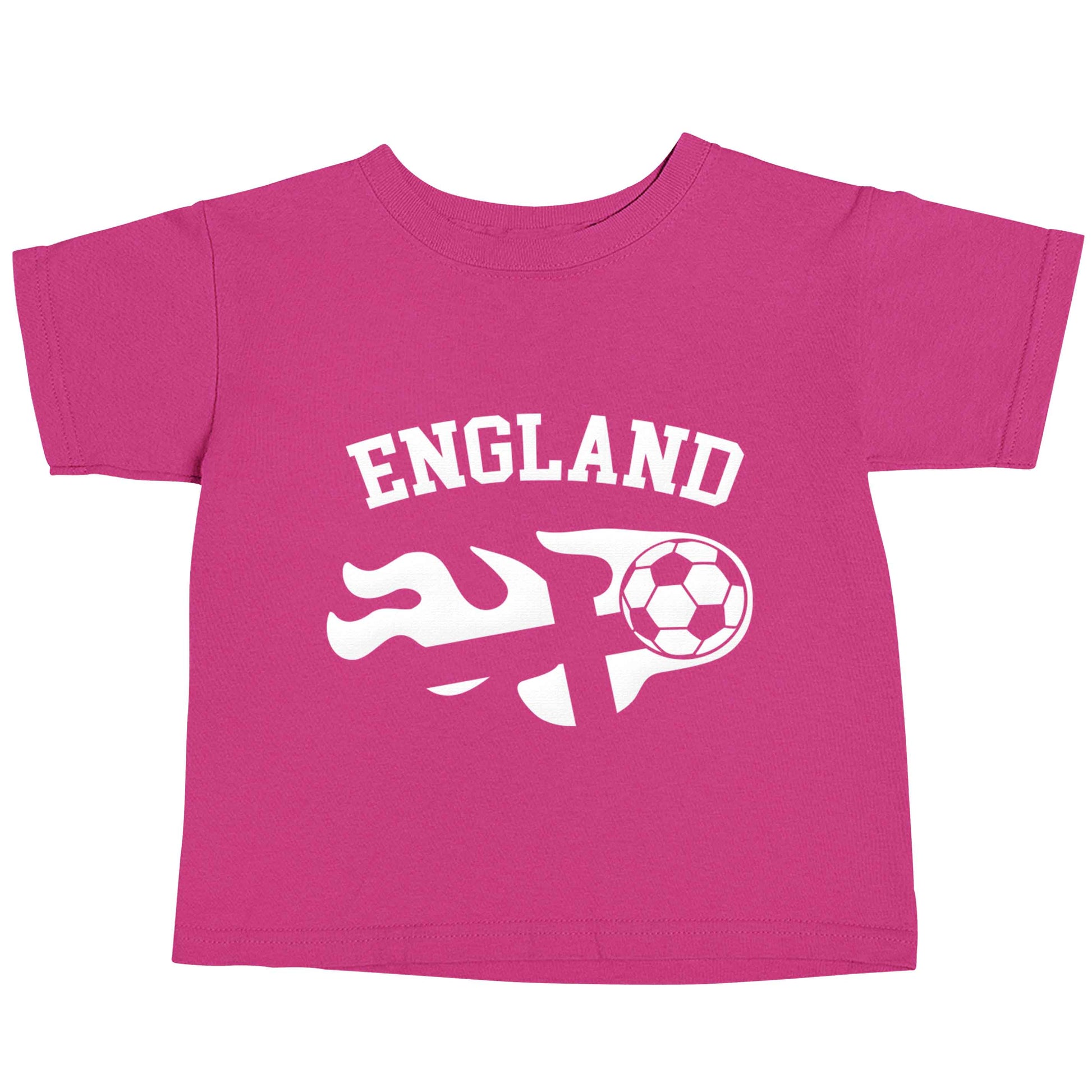 Flaming football England flag pink baby toddler Tshirt 2 Years