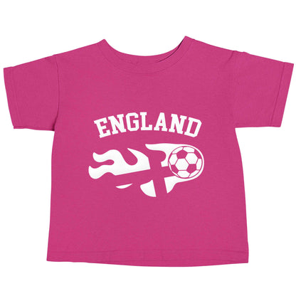 Flaming football England flag pink baby toddler Tshirt 2 Years