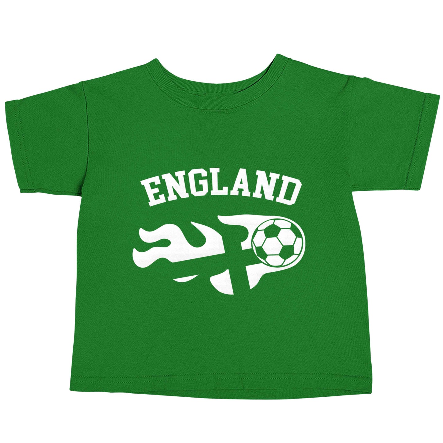 Flaming football England flag green baby toddler Tshirt 2 Years