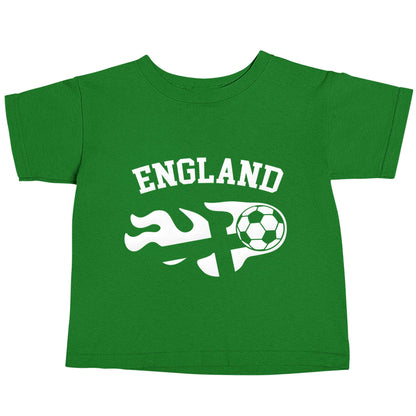 Flaming football England flag green baby toddler Tshirt 2 Years
