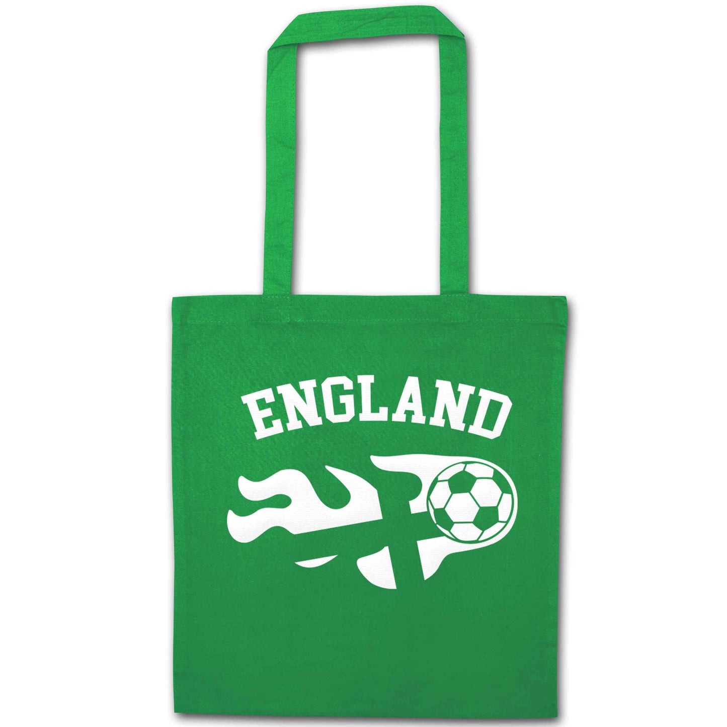 Flaming football England flag green tote bag