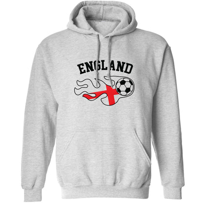 Flaming football England flag adults unisex grey hoodie 2XL