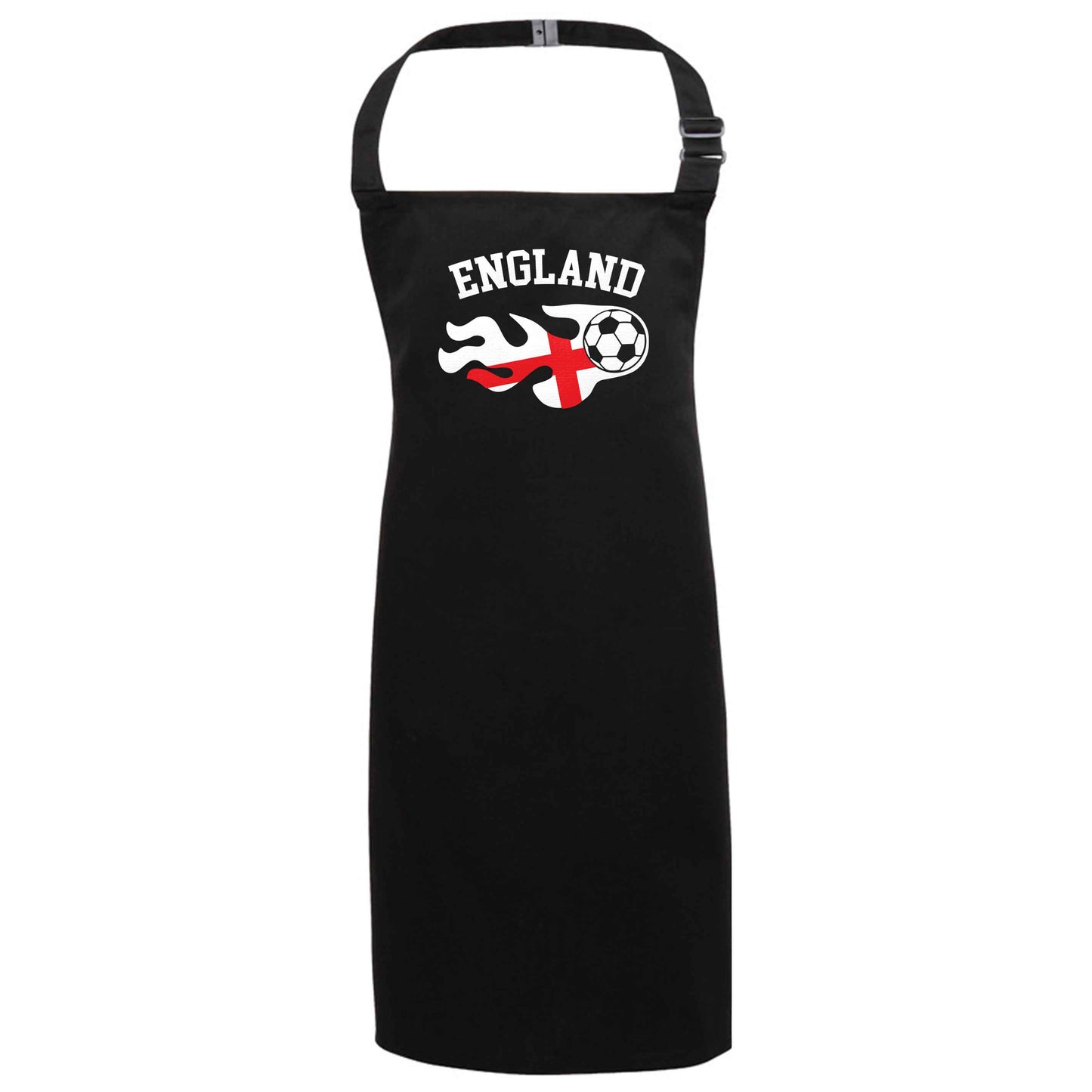 Flaming football England flag black apron 7-10 years