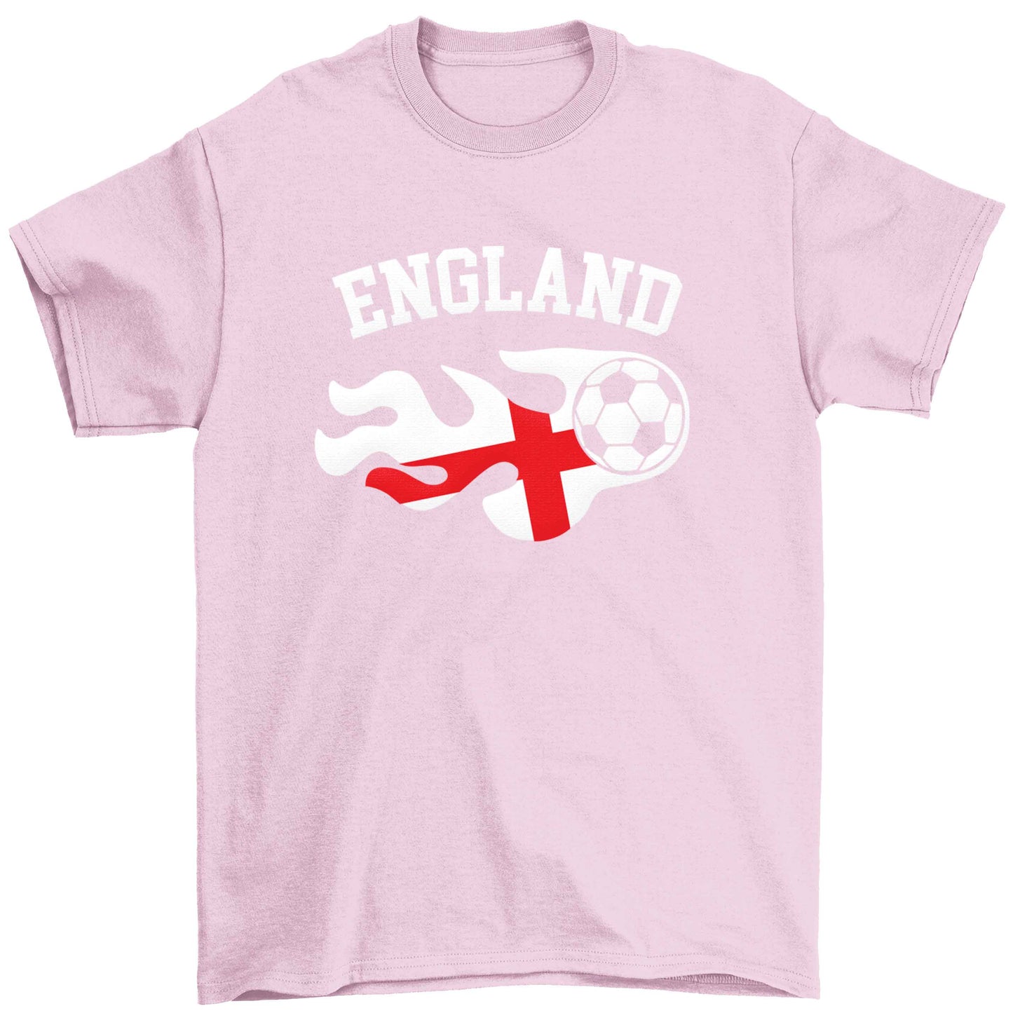 Flaming football England flag Children's light pink Tshirt 12-13 Years