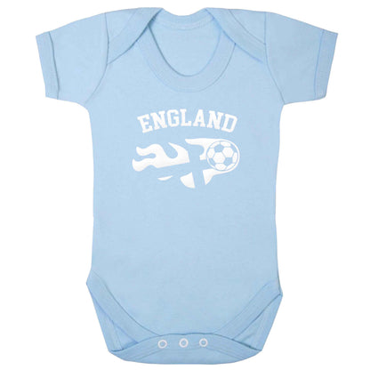 Flaming football England flag baby bodysuit pale blue 18-24 months