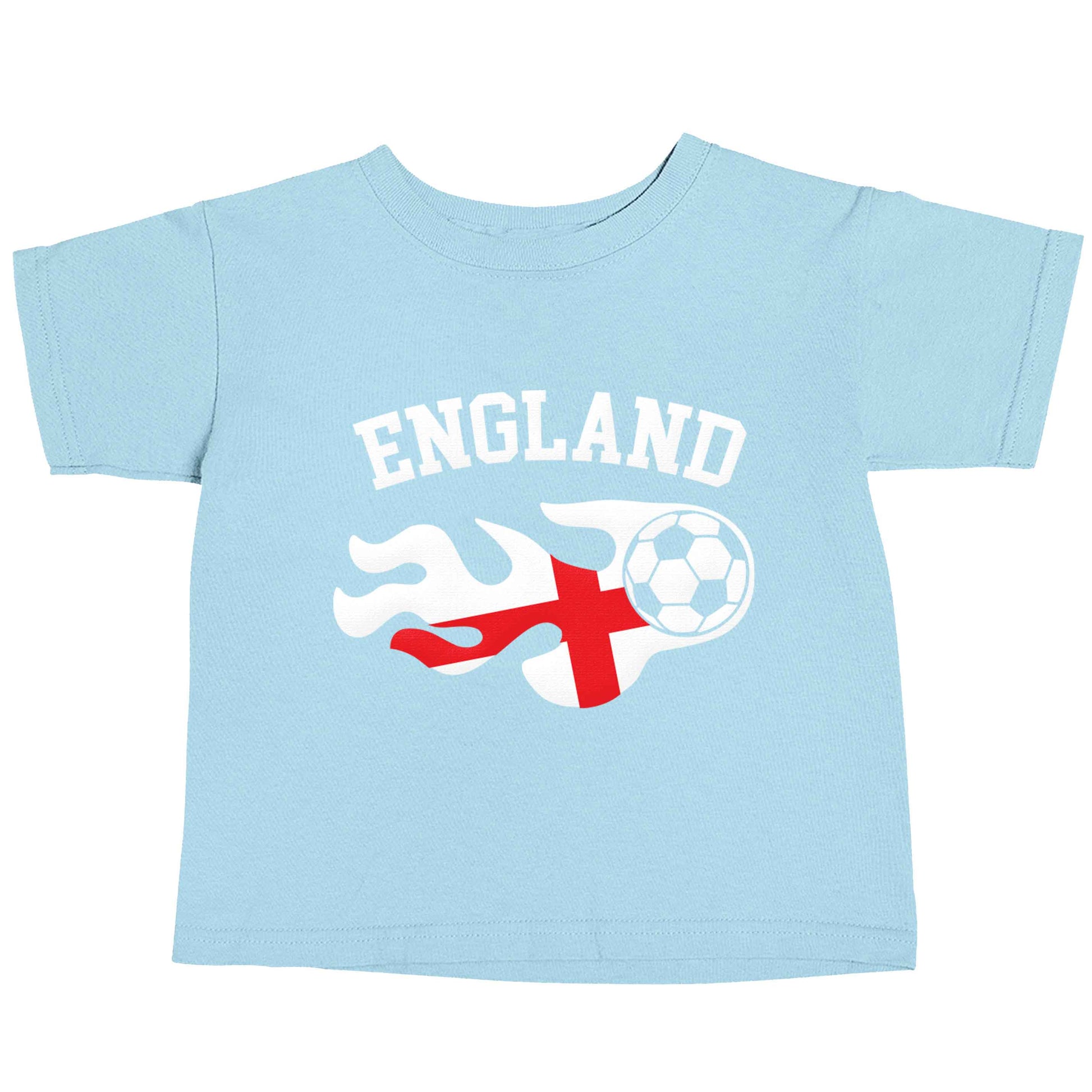 Flaming football England flag light blue baby toddler Tshirt 2 Years