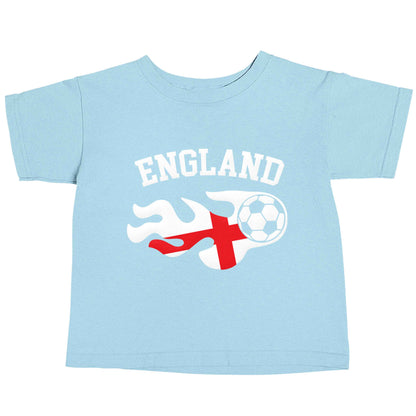 Flaming football England flag light blue baby toddler Tshirt 2 Years