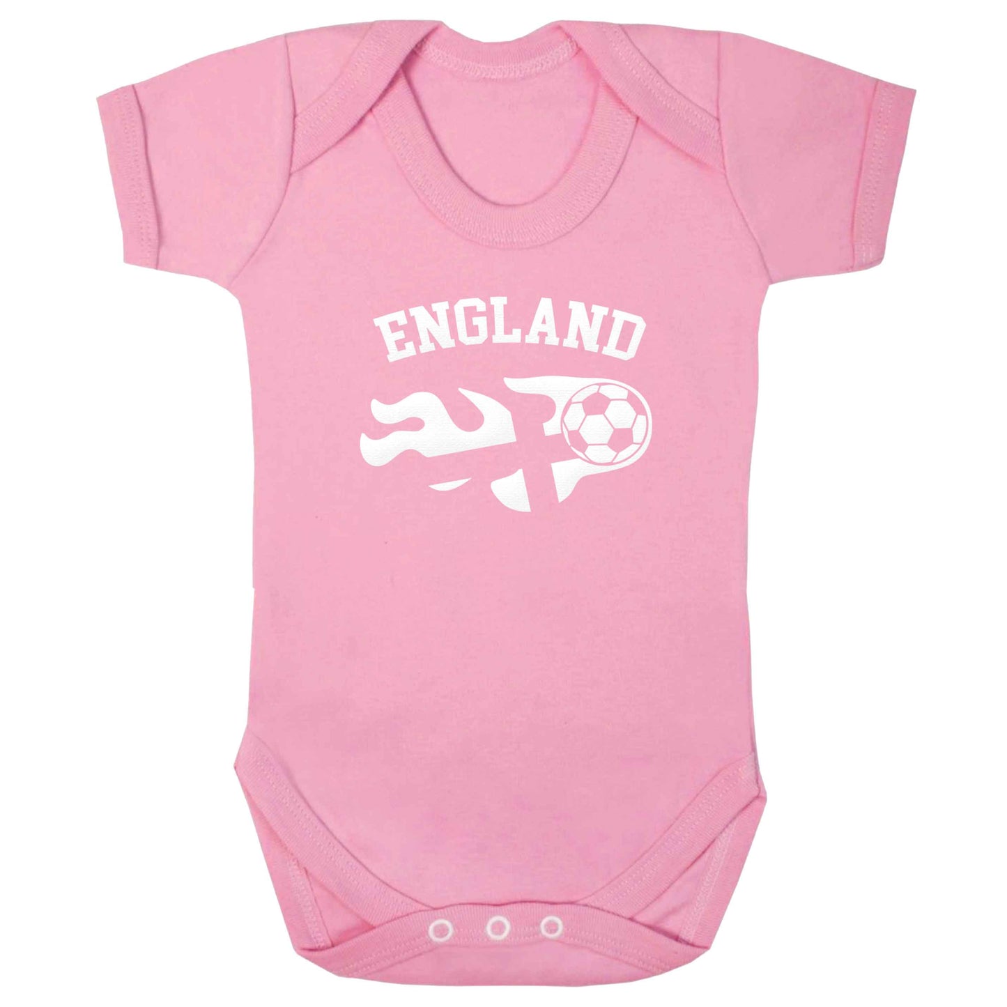 Flaming football England flag baby bodysuit pale pink 18-24 months