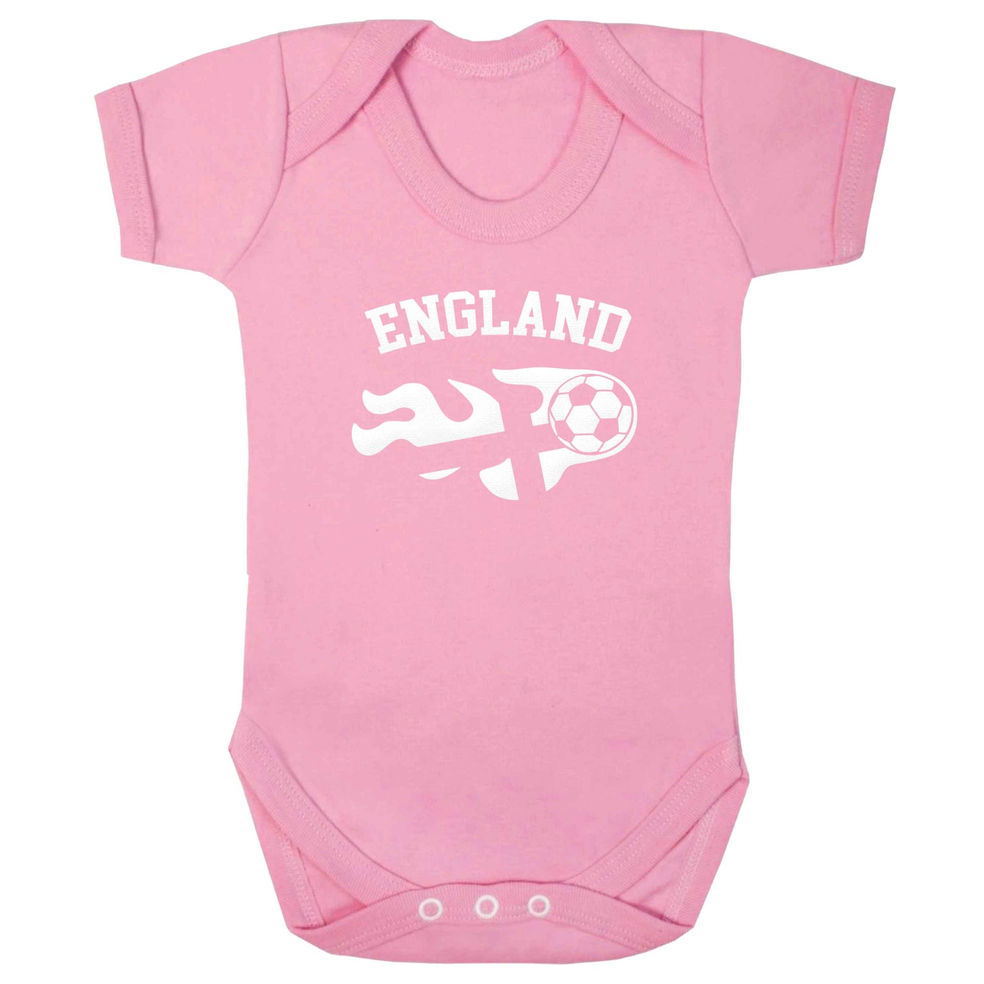 Flaming football England flag baby bodysuit pale pink 18-24 months
