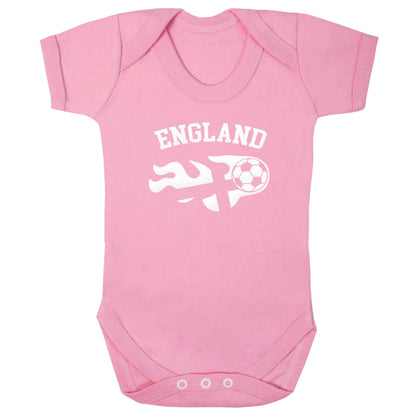 Flaming football England flag baby bodysuit pale pink 18-24 months