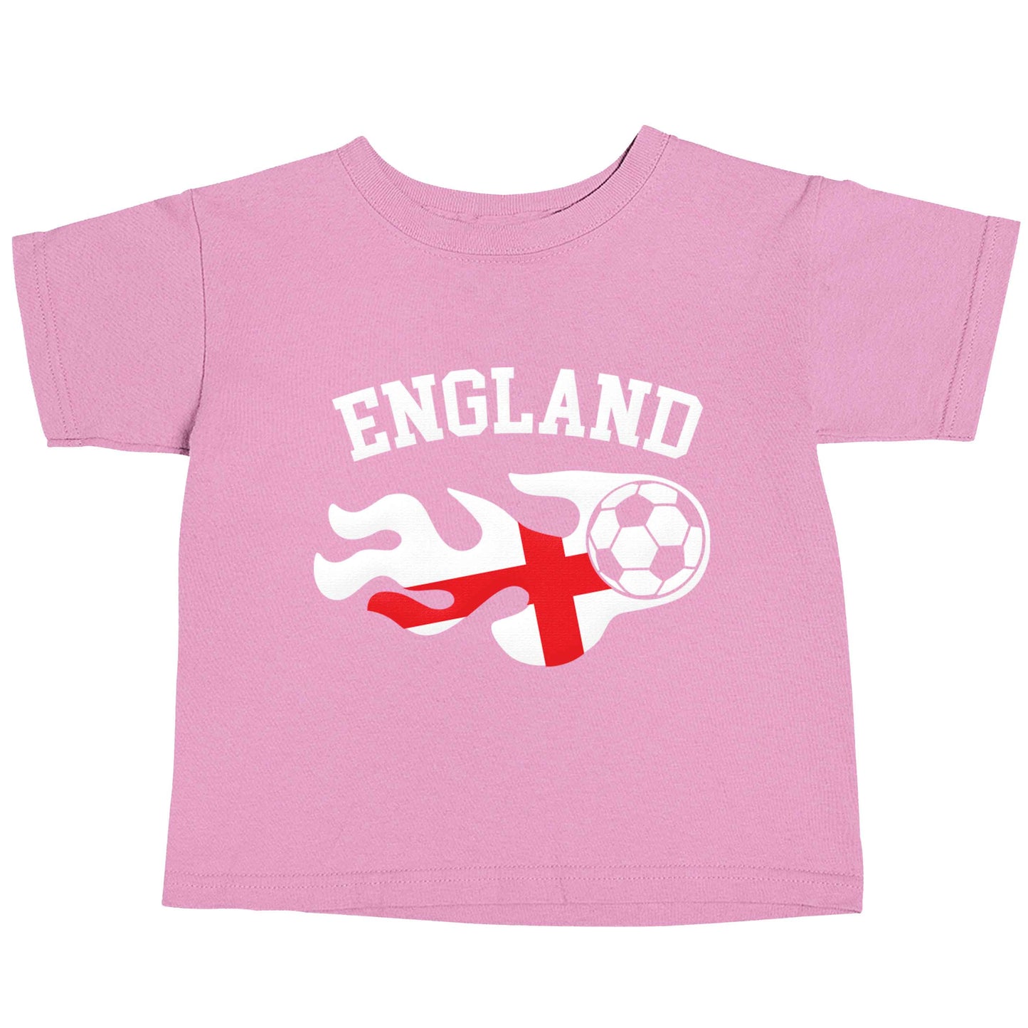 Flaming football England flag light pink baby toddler Tshirt 2 Years