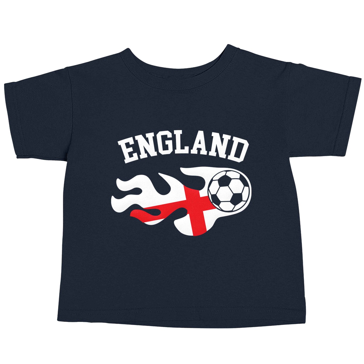 Flaming football England flag navy baby toddler Tshirt 2 Years
