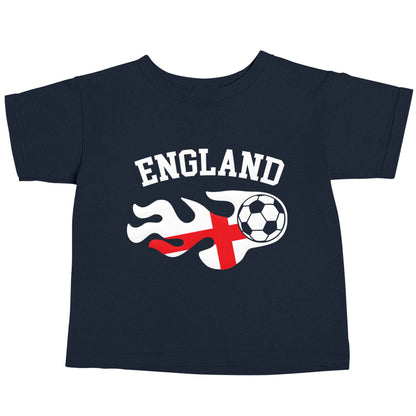 Flaming football England flag navy baby toddler Tshirt 2 Years