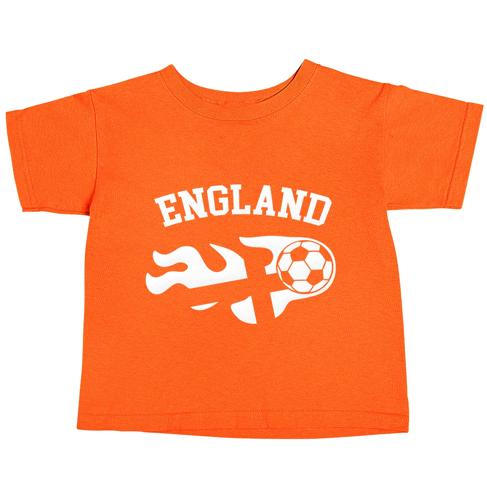 Flaming football England flag orange baby toddler Tshirt 2 Years