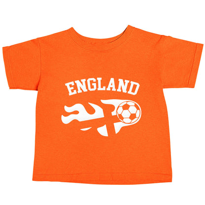 Flaming football England flag orange baby toddler Tshirt 2 Years
