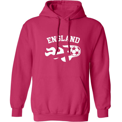 Flaming football England flag adults unisex pink hoodie 2XL