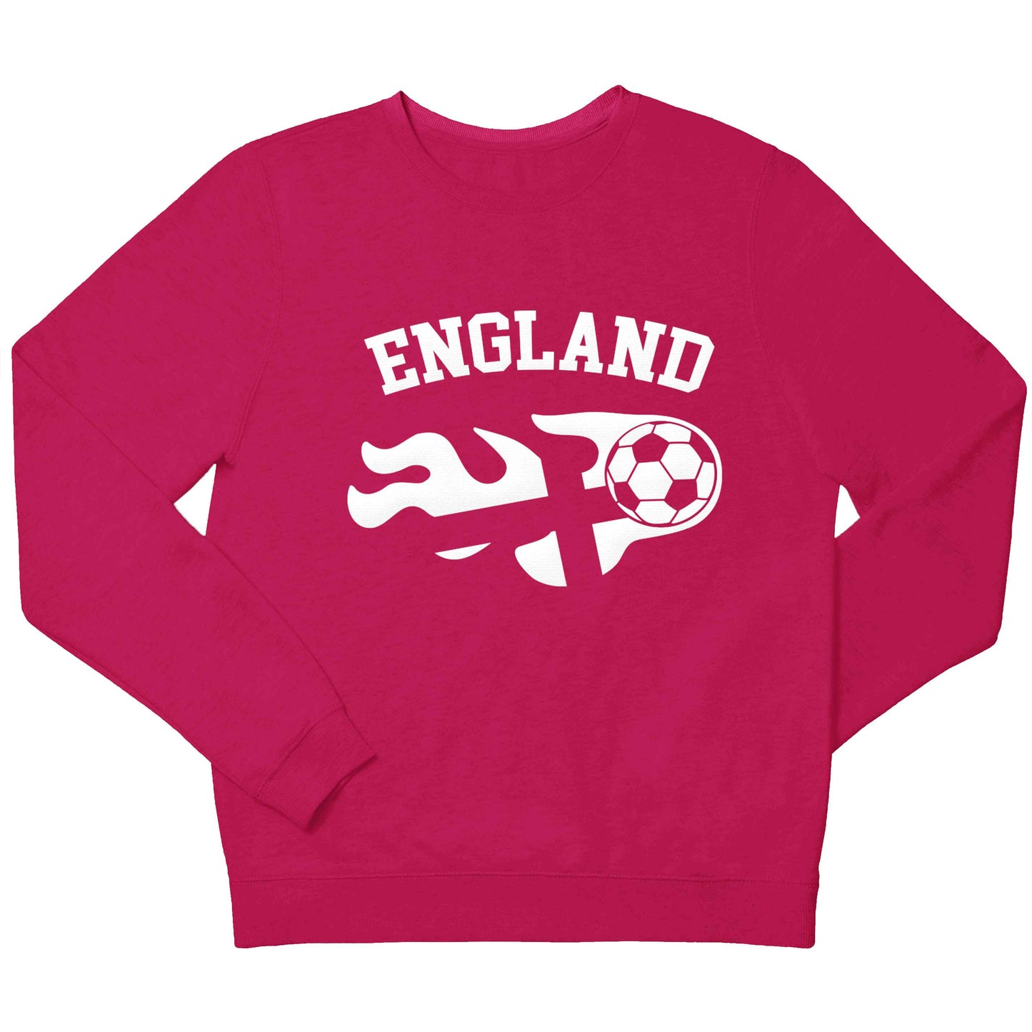 Flaming football England flag children's pink sweater 12-13 Years