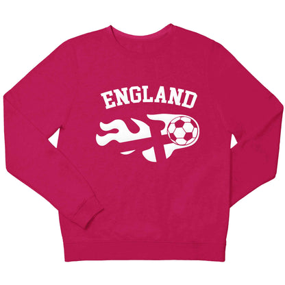 Flaming football England flag children's pink sweater 12-13 Years