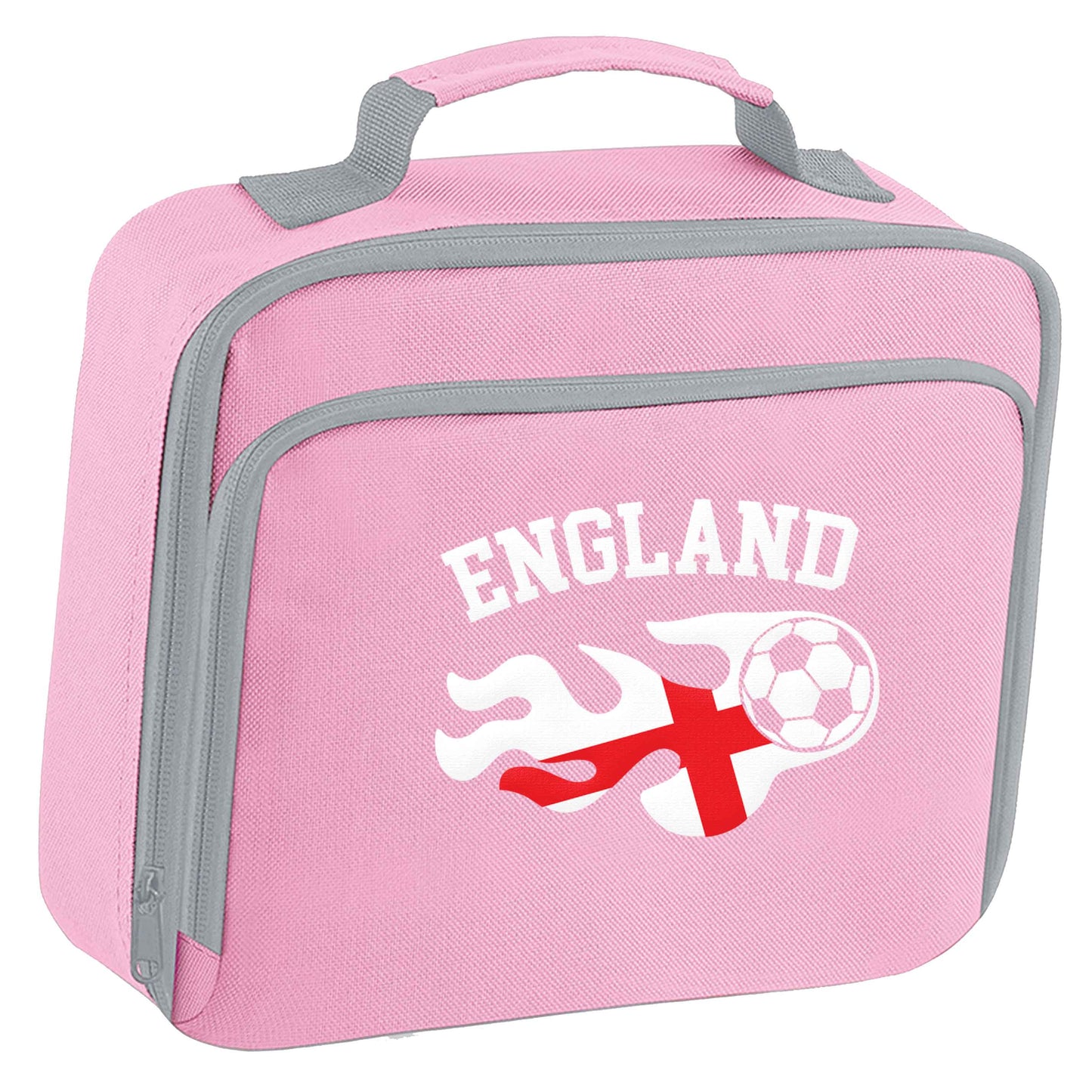 Flaming football England flag insulated pink lunch bag cooler