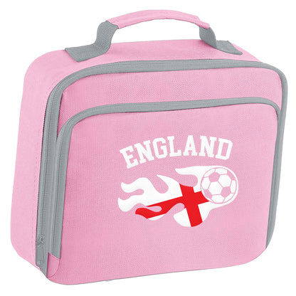 Flaming football England flag insulated pink lunch bag cooler