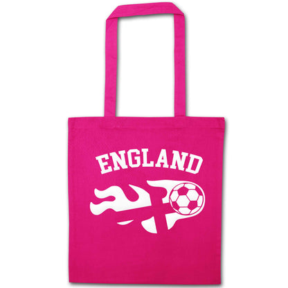 Flaming football England flag pink tote bag