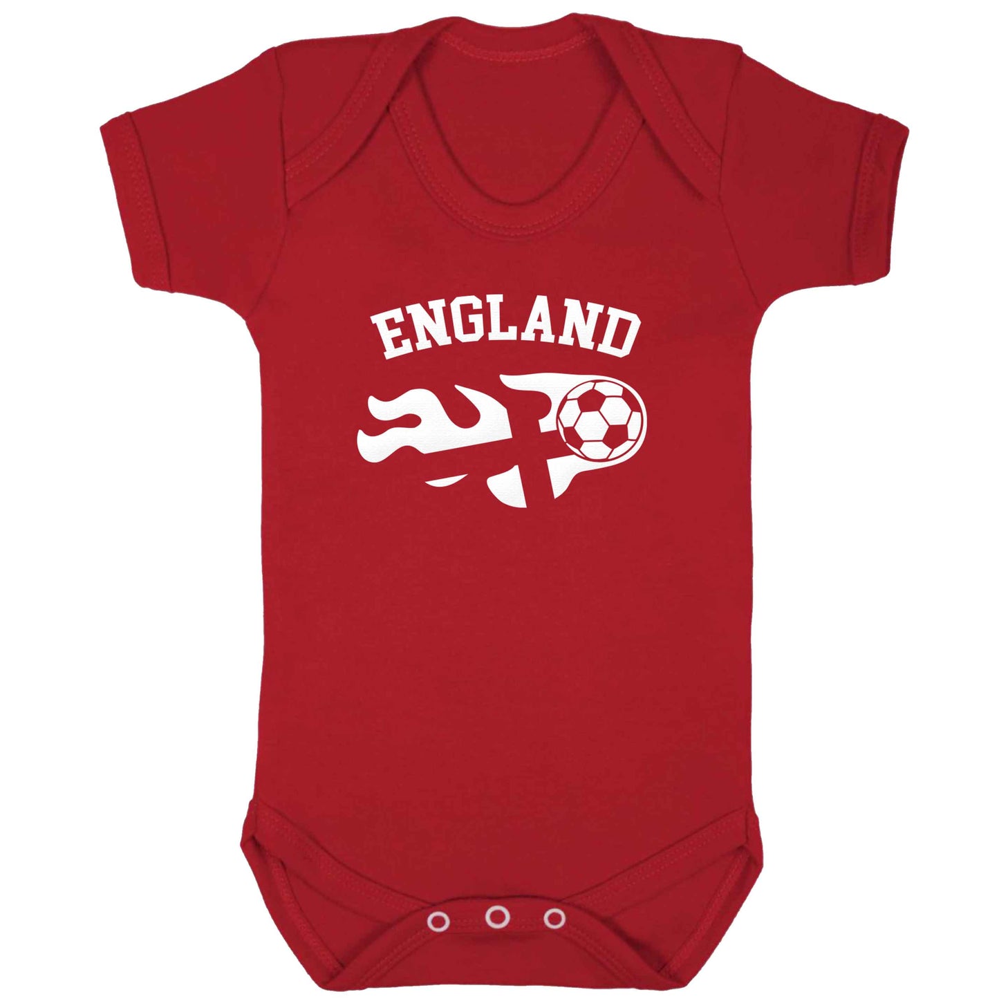 Flaming football England flag baby bodysuit red 18-24 months