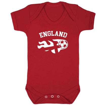 Flaming football England flag baby bodysuit red 18-24 months
