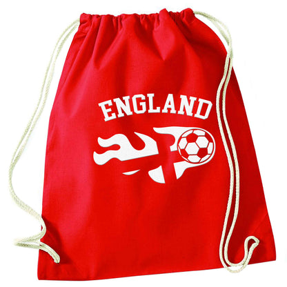 Flaming football England flag red drawstring bag 
