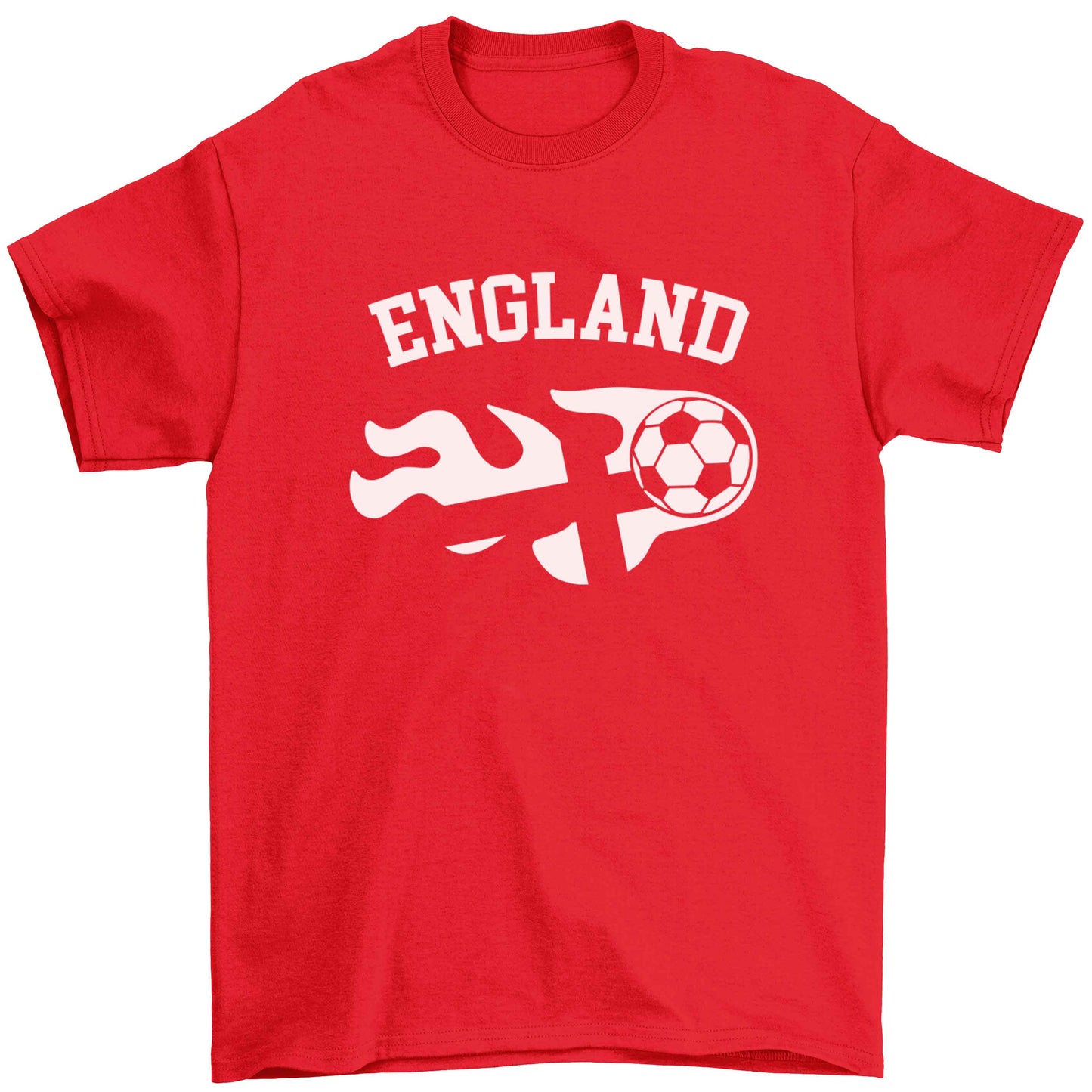 Flaming football England flag Children's red Tshirt 12-13 Years