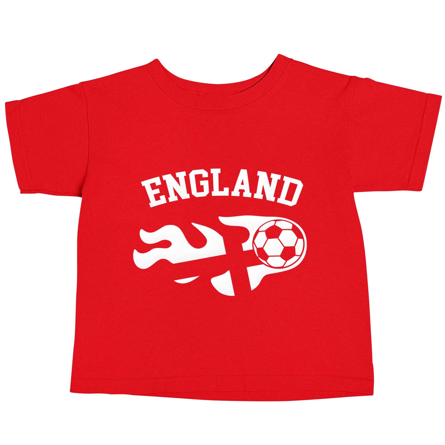 Flaming football England flag red baby toddler Tshirt 2 Years