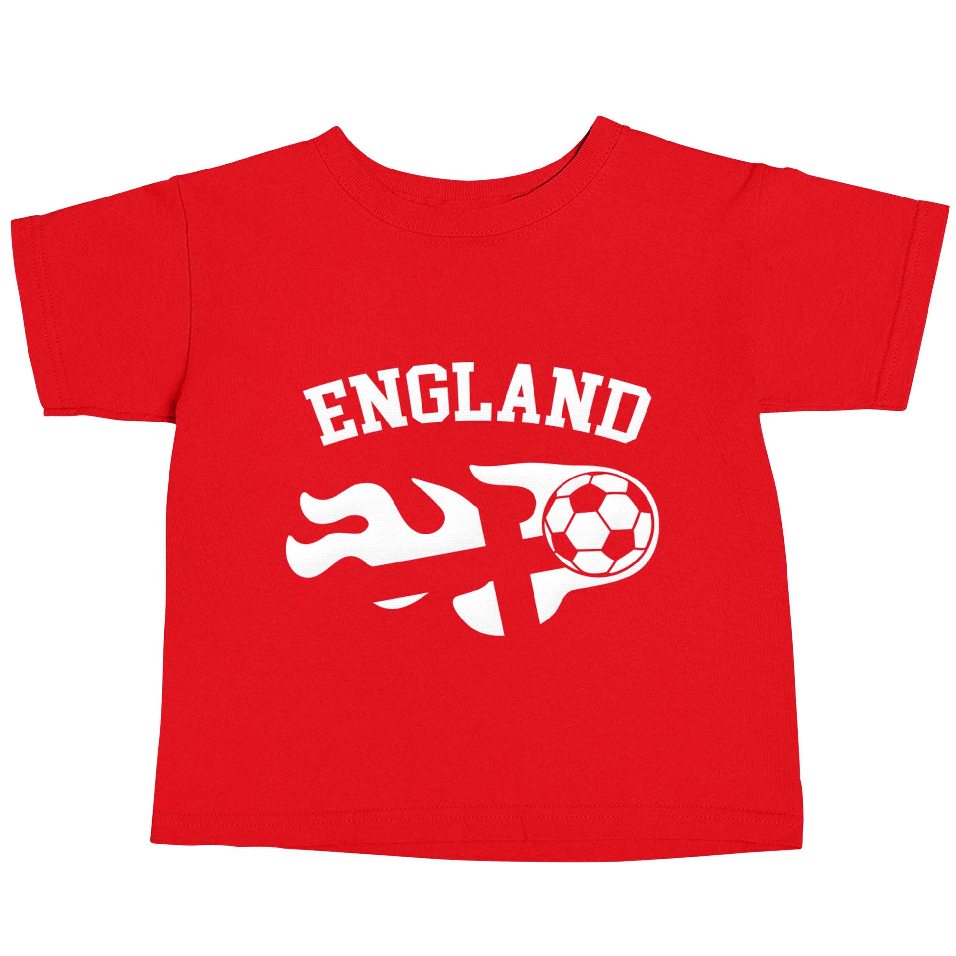 Flaming football England flag red baby toddler Tshirt 2 Years