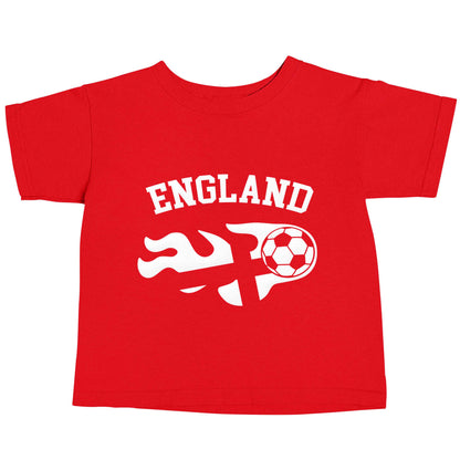 Flaming football England flag red baby toddler Tshirt 2 Years